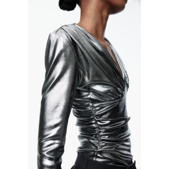 Metallic Silver Bodysuit - Picture 6 of 12